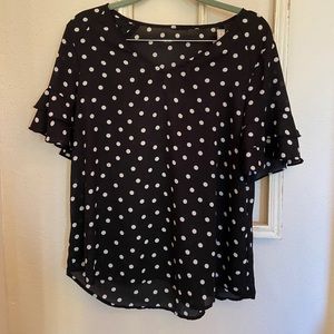 Black and white polka dot top